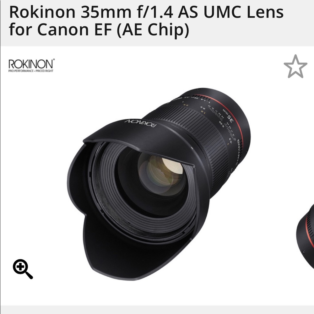 Rokinon for canon 35mm manual lens